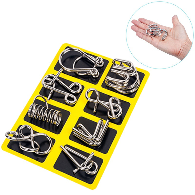 Metal Montessori Puzzle Wire Set, 8-Piece IQ Brain Teaser For Adults