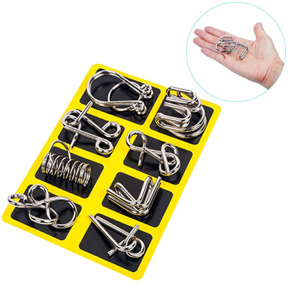 Metal Montessori Puzzle Wire Set, 8-Piece IQ Brain Teaser For Adults