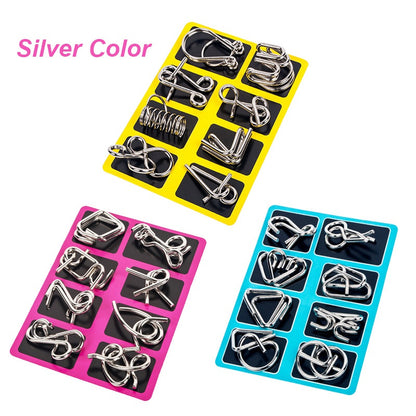 Metal Montessori Puzzle Wire Set, 8-Piece IQ Brain Teaser For Adults