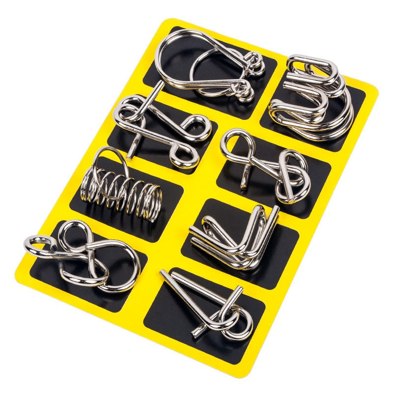 Metal Montessori Puzzle Wire Set, 8-Piece IQ Brain Teaser For Adults