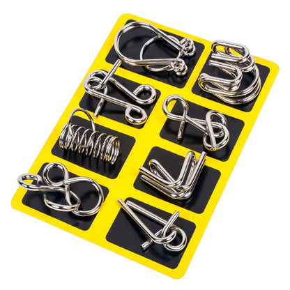 Metal Montessori Puzzle Wire Set, 8-Piece IQ Brain Teaser For Adults