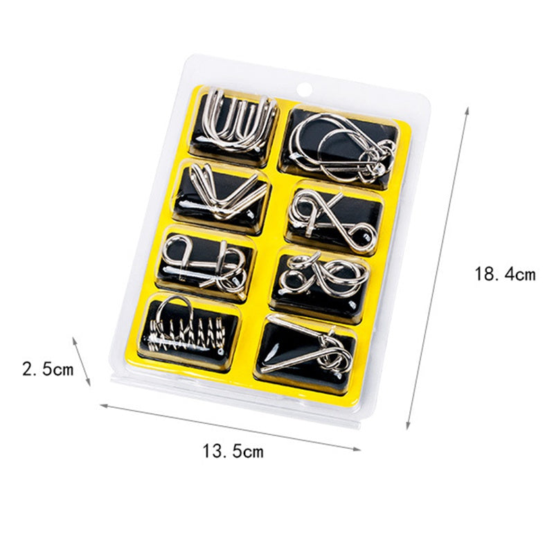 Metal Montessori Puzzle Wire Set, 8-Piece IQ Brain Teaser For Adults