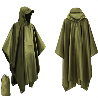 3 in1 Military Raincoat Waterproof Hooded Poncho for Camping, Hiking & Motorcycle Travel