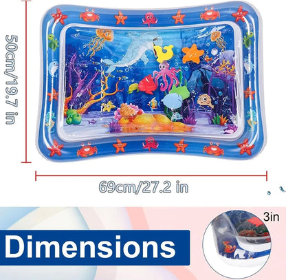 Water Sensory Play Mat, Thickened Inflatable Water Mat for Cat and Dog, Pet Playmat with Fish Sea Ocean Theme Sensory