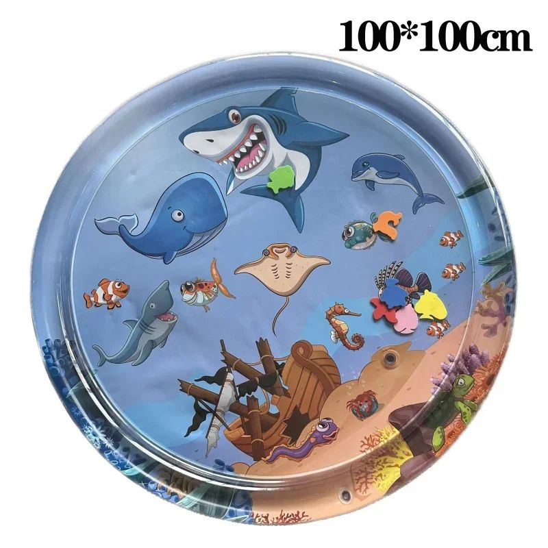 Water Sensory Play Mat, Thickened Inflatable Water Mat for Cat and Dog, Pet Playmat with Fish Sea Ocean Theme Sensory