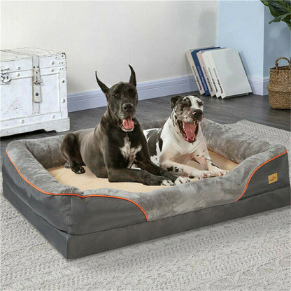 Orthopedic Dog Bed with Memory Foam, Removable Waterproof Washable Cover & Sofa Bolsters