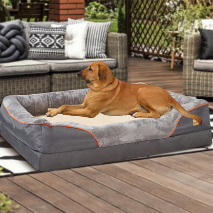 Orthopedic Dog Bed with Memory Foam, Removable Waterproof Washable Cover & Sofa Bolsters