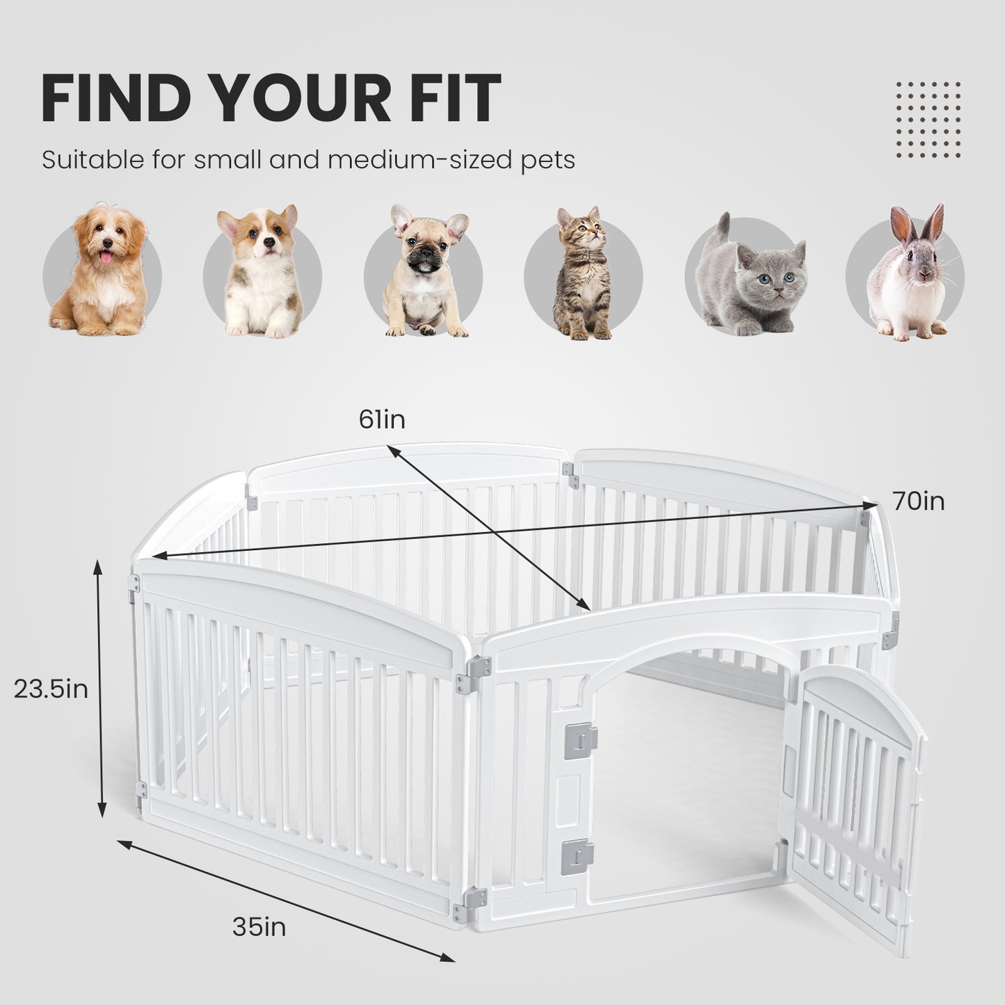Dog Playpen Safe & Secure Indoor/Outdoor Pet Fence, Folding & Portable Play Yard for Small to Medium Dogs