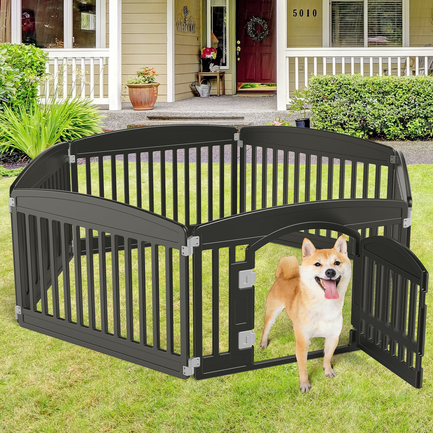 Dog Playpen Safe & Secure Indoor/Outdoor Pet Fence, Folding & Portable Play Yard for Small to Medium Dogs