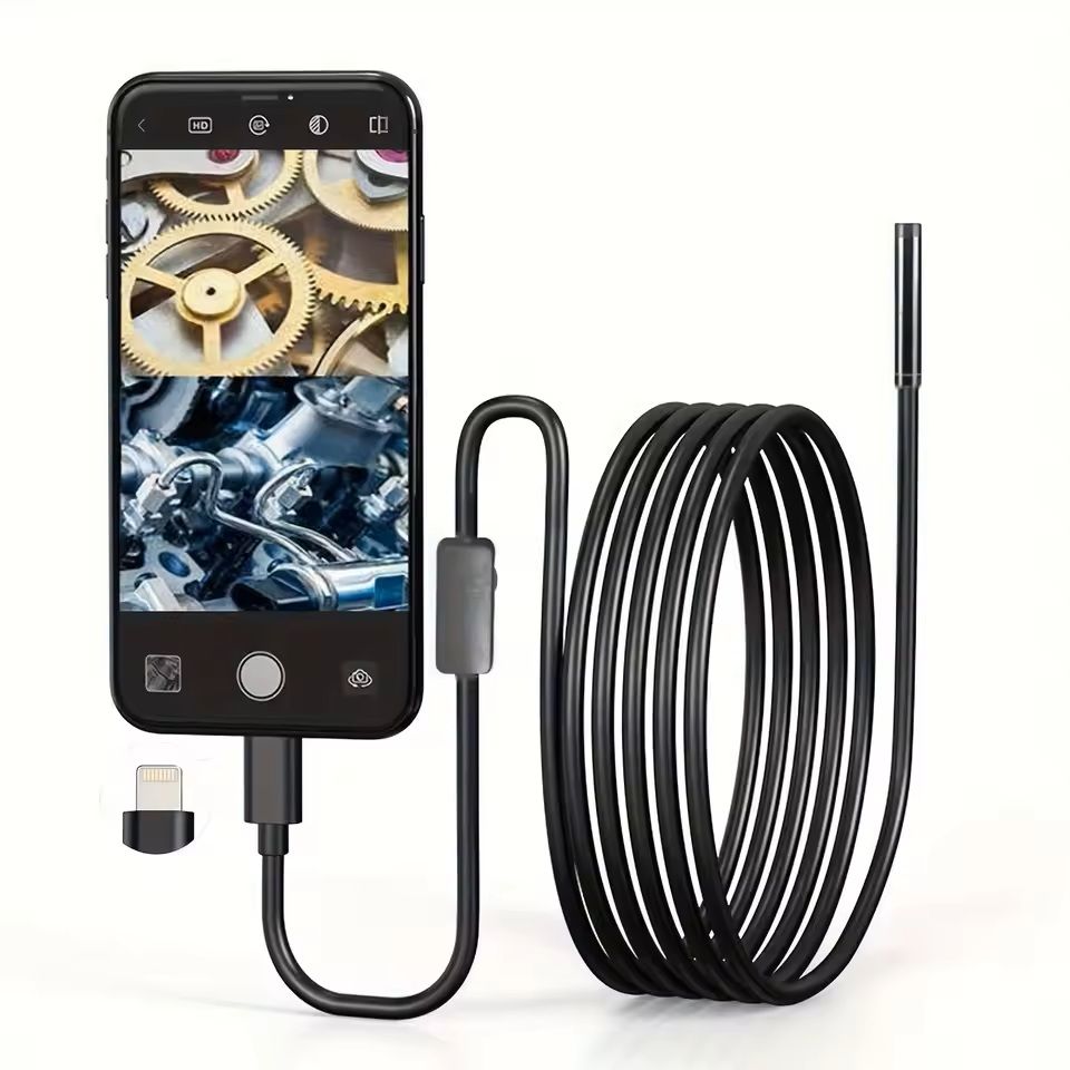 HD Waterproof Industrial Endoscope Camera for iOS with Flexible Cable (1m–10m)