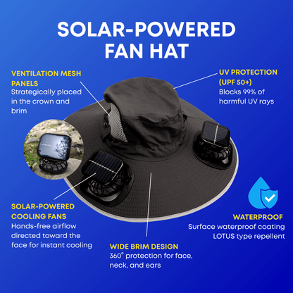 Outdoor Solar Wide Brimme Sun Hat With Fan