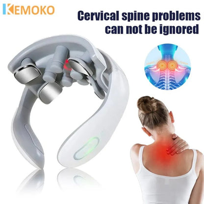 Neck Massager with Intelligent Charging Heating, Hot Pressing Magnetic Pulse Therapy Portable Fashionable for Multi User