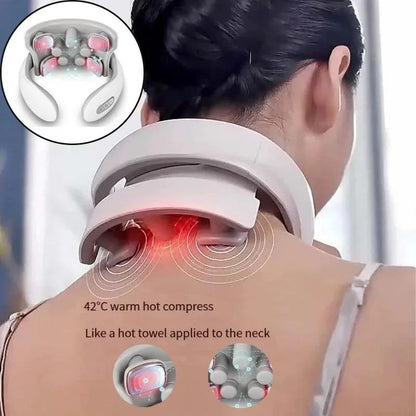 Neck Massager with Intelligent Charging Heating, Hot Pressing Magnetic Pulse Therapy Portable Fashionable for Multi User