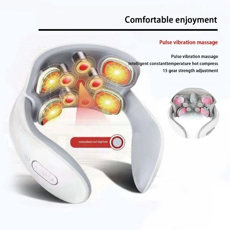 Neck Massager with Intelligent Charging Heating, Hot Pressing Magnetic Pulse Therapy Portable Fashionable for Multi User