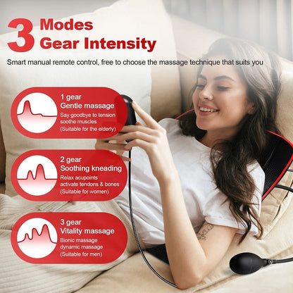 Shoulder Neck Back Massager Pillow Shiatsu Kneading Trapezius Massage with Cervical Traction for Car, Home Office Relief