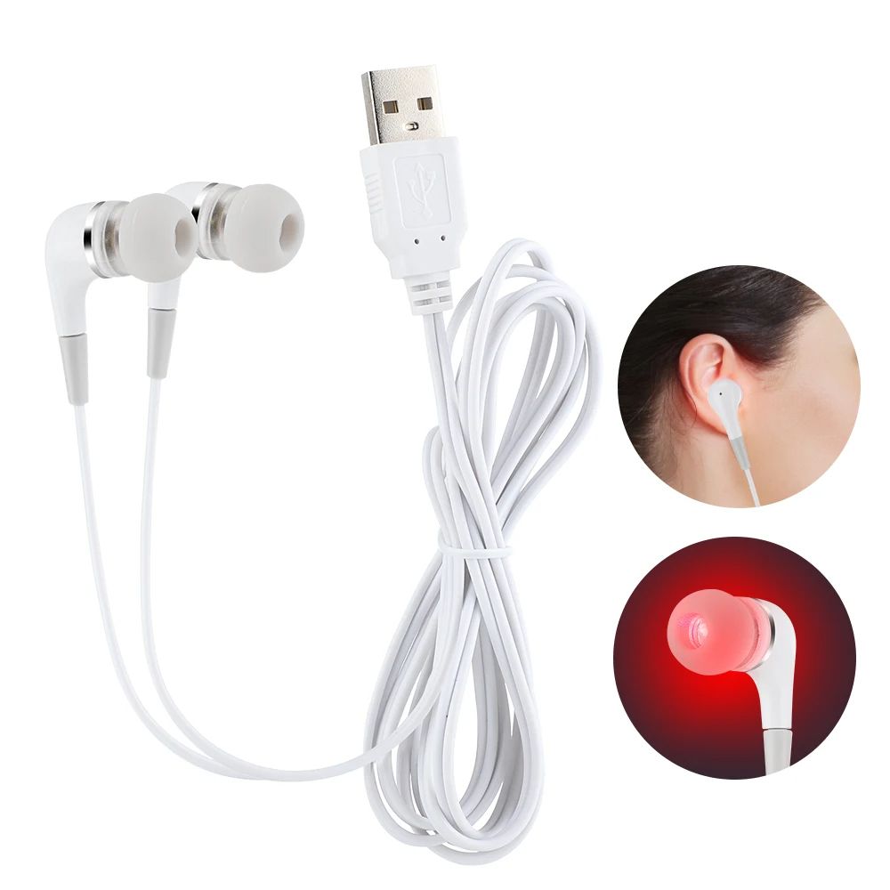 Tinnitus Ear Laser Therapy Device Red Light Irradiation for Otitis Media, Hypertension, Diabetes & Earplugs