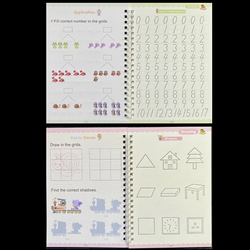 Sank Magic Practice Copybook Pen Reusable Writing Book for Kids | Preschool Calligraphy English Version with Free Wiping