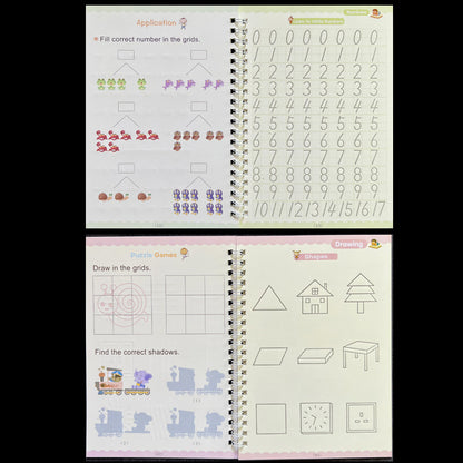 Sank Magic Practice Copybook Pen Reusable Writing Book for Kids | Preschool Calligraphy English Version with Free Wiping