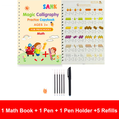 Sank Magic Practice Copybook Pen Reusable Writing Book for Kids | Preschool Calligraphy English Version with Free Wiping