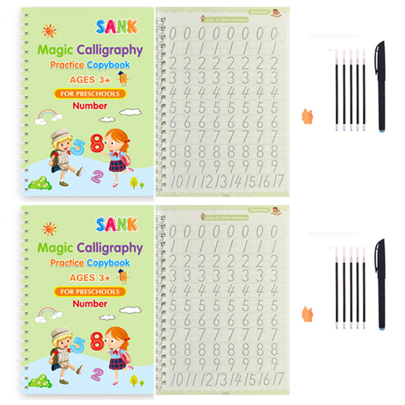 Sank Magic Practice Copybook Pen Reusable Writing Book for Kids | Preschool Calligraphy English Version with Free Wiping