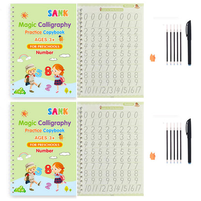 Sank Magic Practice Copybook Pen Reusable Writing Book for Kids | Preschool Calligraphy English Version with Free Wiping