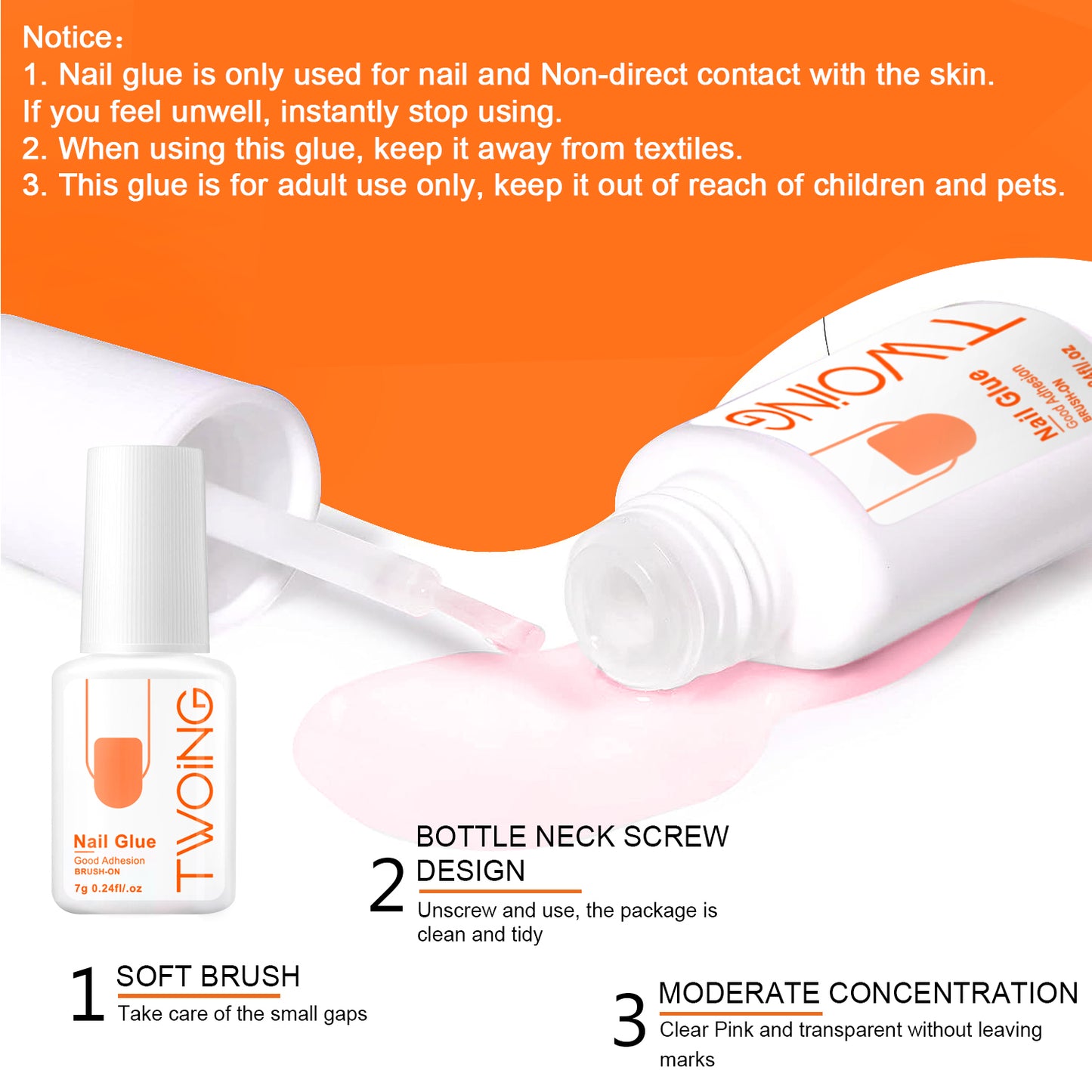 Super Strong Nail Glue for Acrylic & Press On Nails, Quick Lasting Adhesion for Fake Nails & Tips