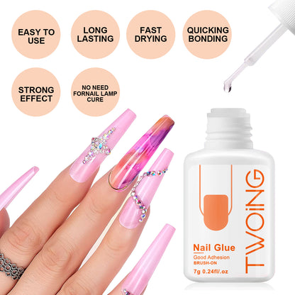 Super Strong Nail Glue for Acrylic & Press On Nails, Quick Lasting Adhesion for Fake Nails & Tips