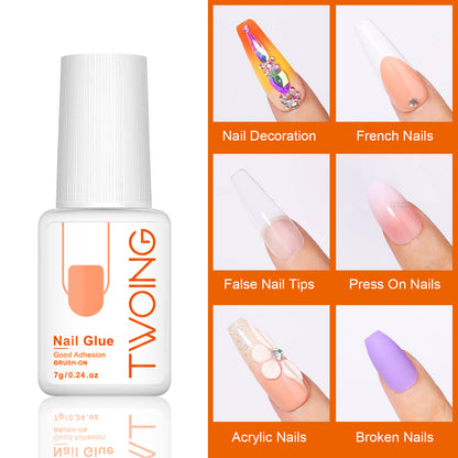 Super Strong Nail Glue for Acrylic & Press On Nails, Quick Lasting Adhesion for Fake Nails & Tips