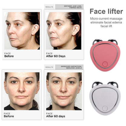 Microcurrent Roller Massager, Portable EMS Beauty Device for Facial Lifting, Swelling Reduction & Skin Rejuvenation