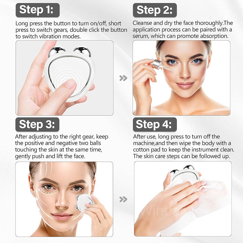 Microcurrent Roller Massager, Portable EMS Beauty Device for Facial Lifting, Swelling Reduction & Skin Rejuvenation
