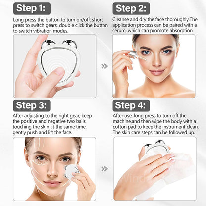 Microcurrent Roller Massager, Portable EMS Beauty Device for Facial Lifting, Swelling Reduction & Skin Rejuvenation