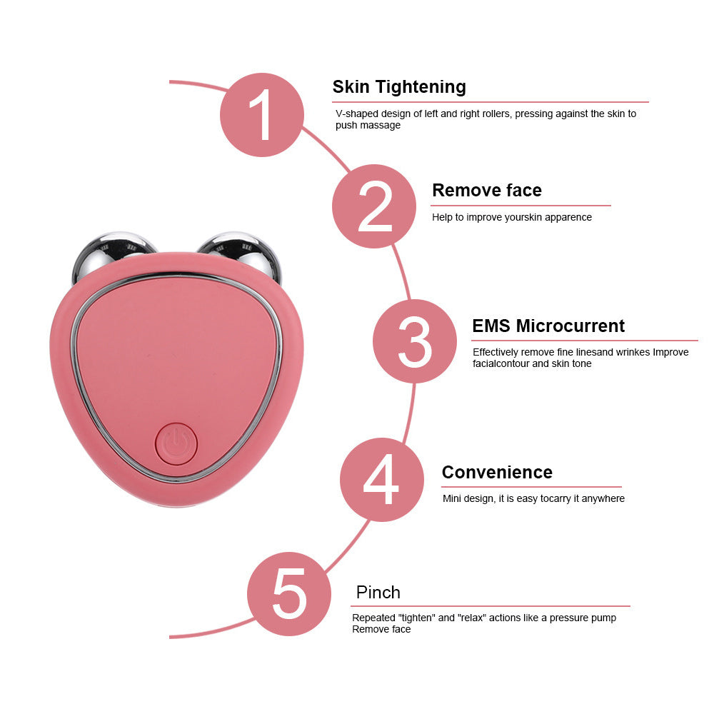 Microcurrent Roller Massager, Portable EMS Beauty Device for Facial Lifting, Swelling Reduction & Skin Rejuvenation