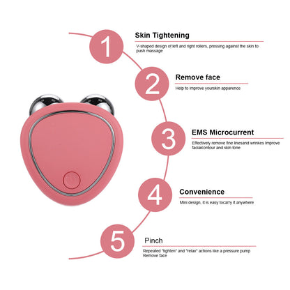 Microcurrent Roller Massager, Portable EMS Beauty Device for Facial Lifting, Swelling Reduction & Skin Rejuvenation