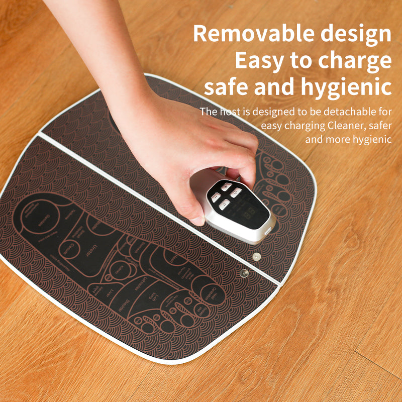 EMS Foot Massager Pad with USB Recharge, Control Muscle Stimulation, Acupoints Massage for Improves Blood Circulation