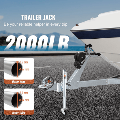 Trailer Jack for Boats & RVs, VEVOR Manual Swing Up Jack with PP Wheels & Detachable Handle