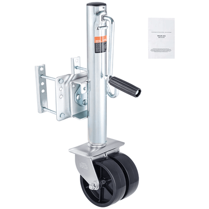 Trailer Jack for Boats & RVs, VEVOR Manual Swing Up Jack with PP Wheels & Detachable Handle