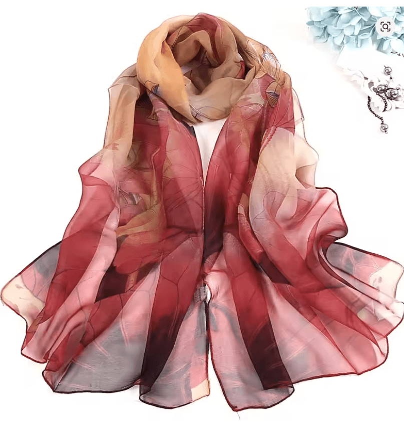 Floral Summer Beach Scarf for Women – Lightweight Silk Shawl Wrap for Sun Protection & Style