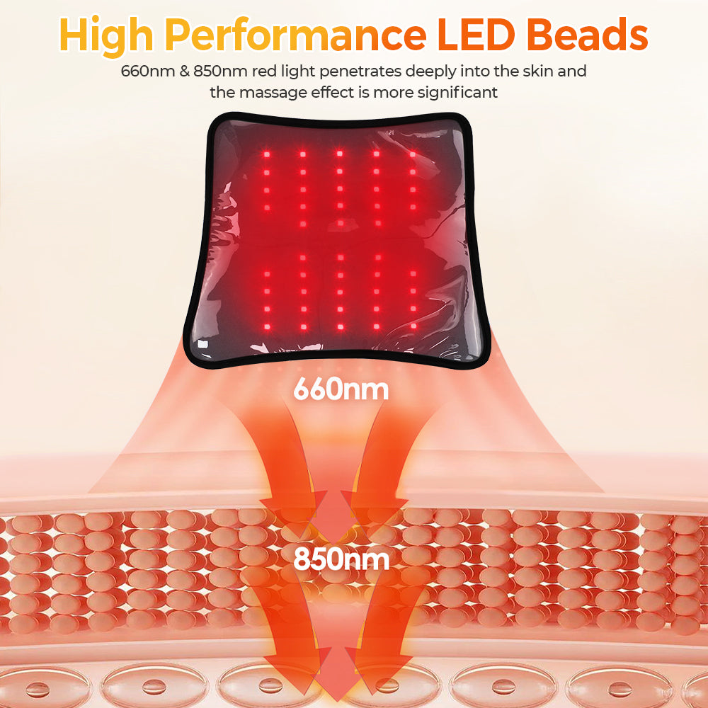 Wireless Electric Infrared Knee Pad Support Brace, Thermal Light Heating Vibration Massager for Back, Waist & Leg Joint