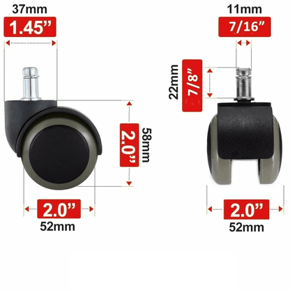 Universal Fit Office Chair Caster Wheels Set, Replacement Swivel Office Chair Wheels Heavy Dut Rollerblade Smooth Style