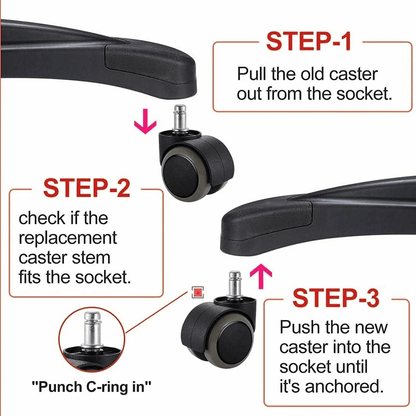 Universal Fit Office Chair Caster Wheels Set, Replacement Swivel Office Chair Wheels Heavy Dut Rollerblade Smooth Style