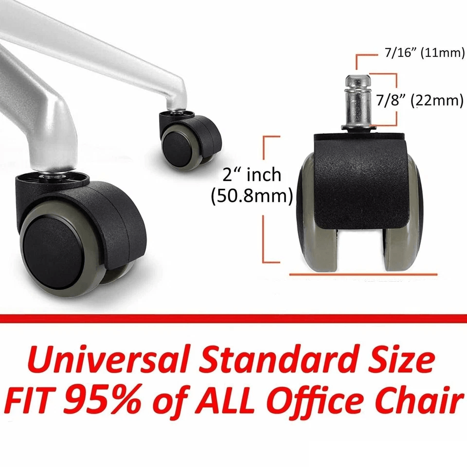 Universal Fit Office Chair Caster Wheels Set, Replacement Swivel Office Chair Wheels Heavy Dut Rollerblade Smooth Style