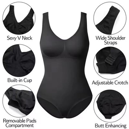Plus Size Seamless Shapewear Bodysuit – Waist Trainer & Tummy Control