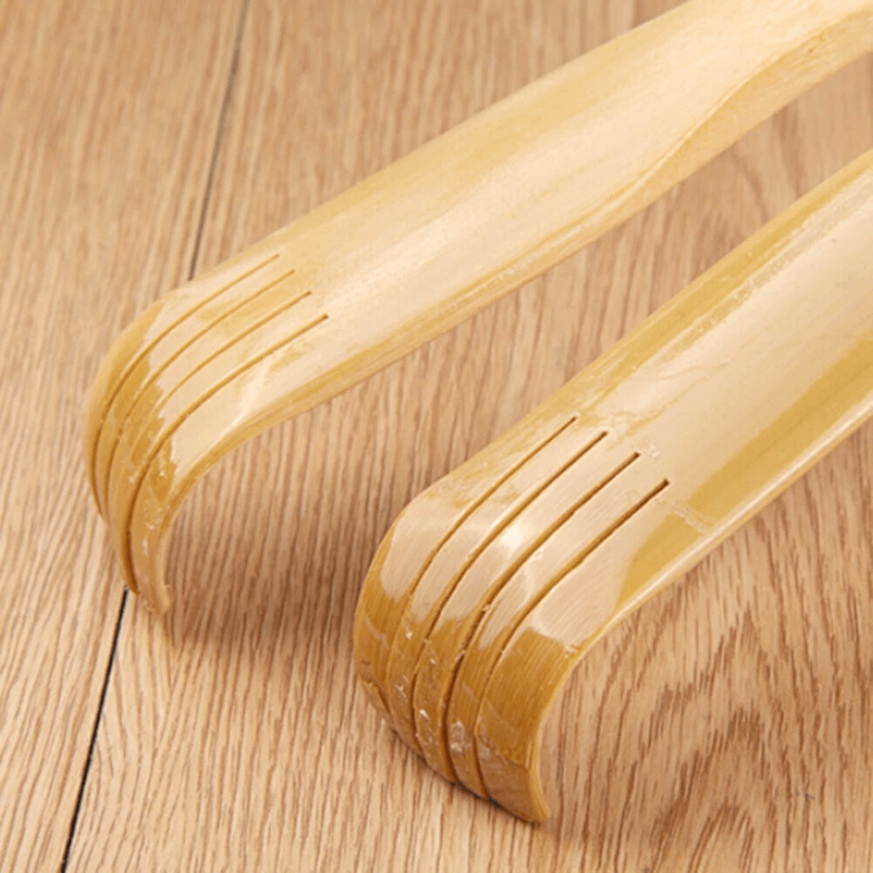 Bamboo Back Scratcher Massage Rollers, Long Reach Therapeutic Bamboo Massager Stick for Back, Shoulders & Body