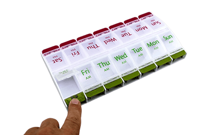 Jumbo Extra Large Pill Organizer, Weekly Pill Box, 2 Times a Day Medication Storage Case for Vitamins, Supplements