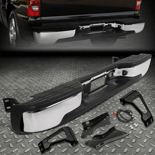 Complete Chrome Rear Bumper for Chevy Silverado & GMC Sierra, Bolt On OE Fit, No Drilling