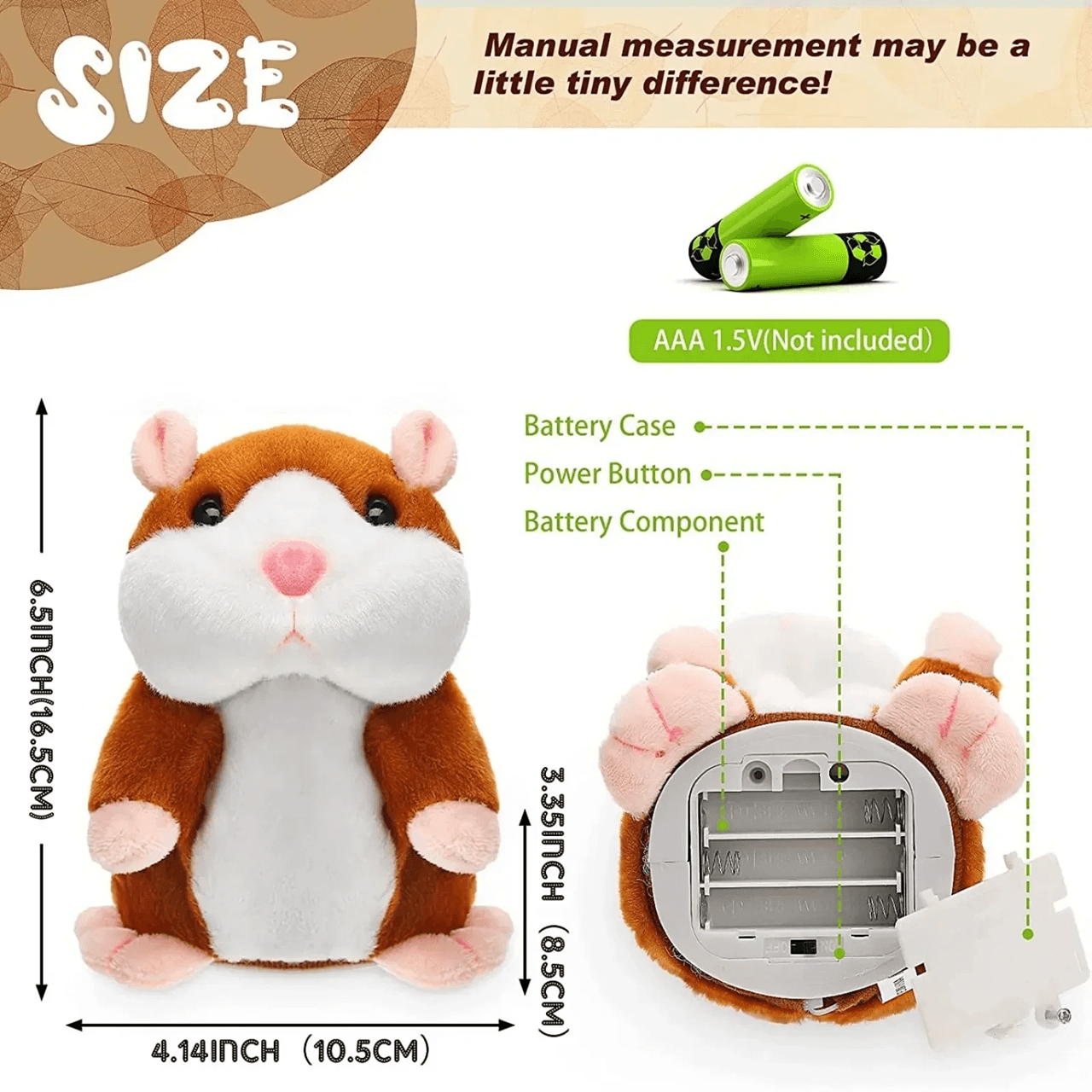 Talking Hamster Plush Toy Repeats What You Say Funny Interactive Doll for Kids and Babies