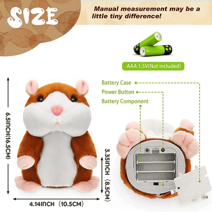 Talking Hamster Plush Toy Repeats What You Say Funny Interactive Doll for Kids and Babies
