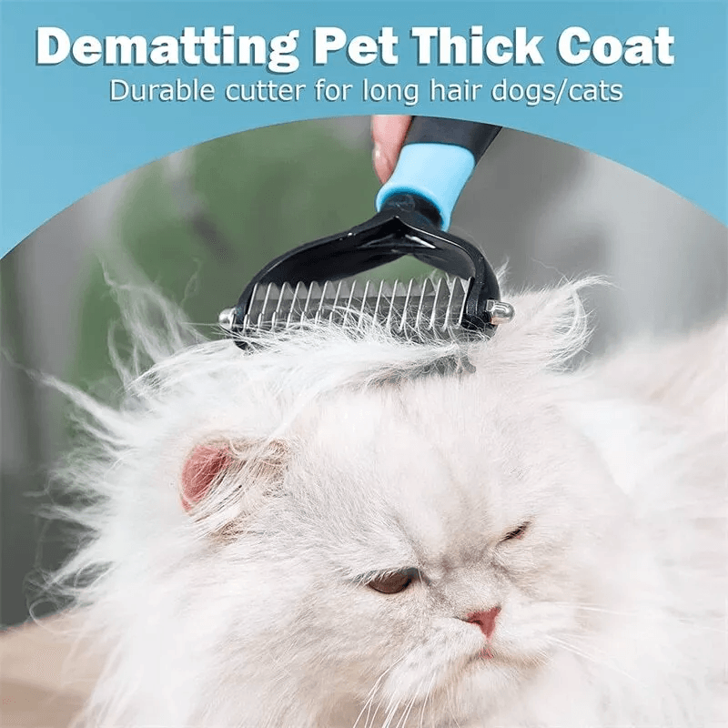 Double Sided Shedding Dematting Pet Grooming Brush, Undercoat Rake Comb for Dogs & Cats