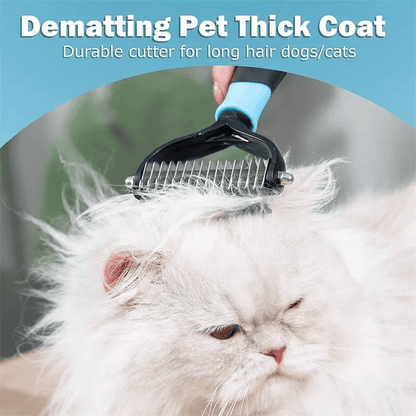 Double Sided Shedding Dematting Pet Grooming Brush, Undercoat Rake Comb for Dogs & Cats