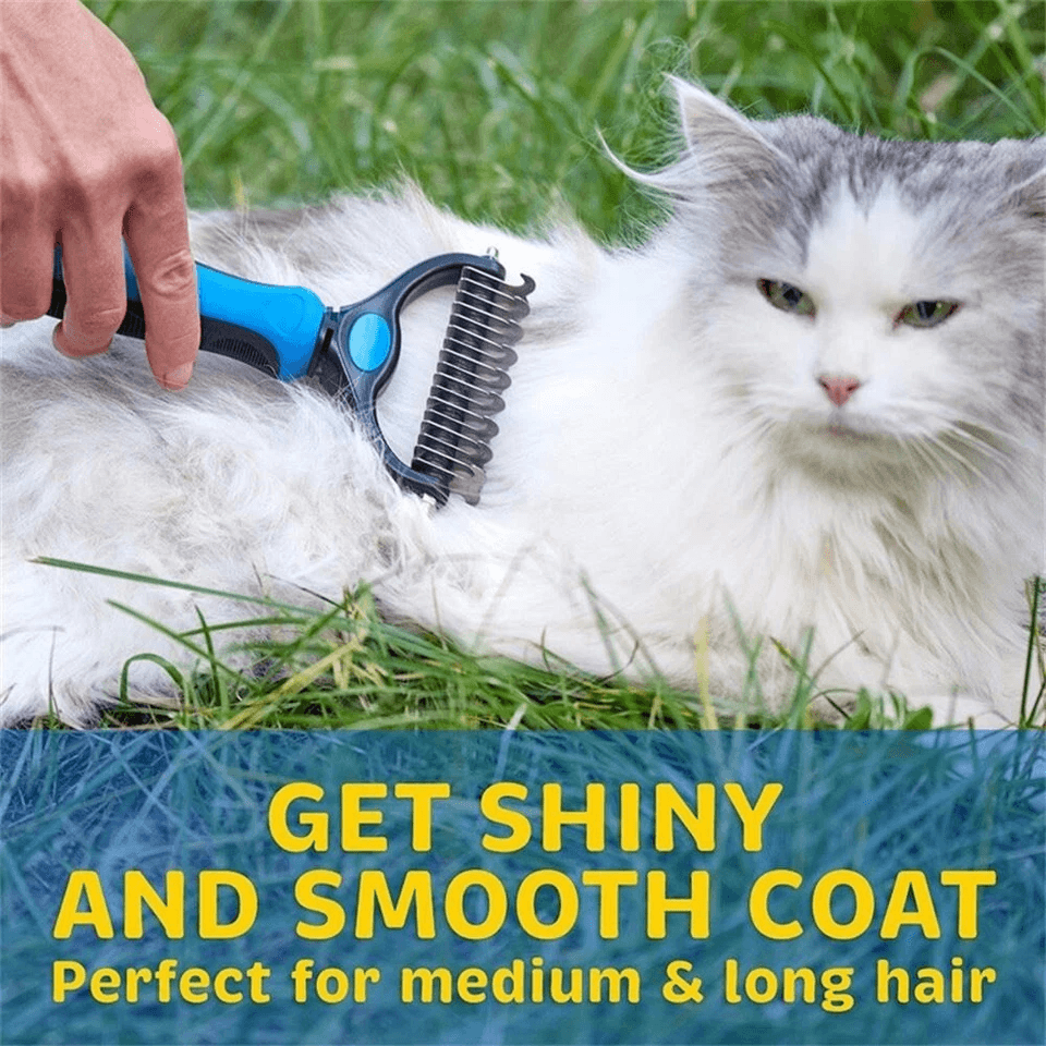 Double Sided Shedding Dematting Pet Grooming Brush, Undercoat Rake Comb for Dogs & Cats